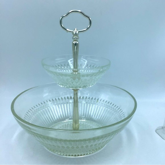Vintage Pressed Glass Two Tiered Bowls - Picture 3 of 10